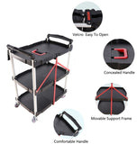 Folding service car with wheels, three-layer practical trolley, folding storage cart, suitable for W227P163437