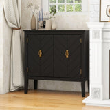 2 Door Wooden Cabinets, Black Wood Cabinet Vintage Style Sideboard for Living Room Dining Room W68852964