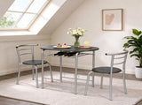 1 Table 2 Chairs Table Set, Oval Tabletop, MDF & Metal Frame, KD Assemble 59100001