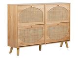 2 rows of 4 dump buckets with high feet arched rattan surface shoe cabinet density board with 90680718