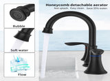 2-Handle 8 inch Widespread Bathroom Sink Faucet Matte Black Lavatory Faucet 3 Hole 360&deg Swivel Spout T3177P277514