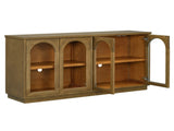 TREXM 4-Door Large Storage Buffet Cabinet with Glass Doors, Arched Cabinet with Adjustable Shelves N715P247544D