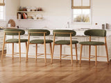 Counter Height Bar Stools Set of 2, Upholstered Counter Stools Modern Barstools with Metal Legs for W3916P563391