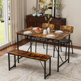 4 Piece Dining Table Set, Kitchen Table and 2 Chairs for 4 with Bench for Home, Kitchen, Living W578P150068