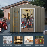 ZNTS 8ft x 6ft Outdoor Metal Storage Shed with Window Grey W540P146761