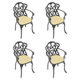 Cast Aluminum Patio Dining Chair 4PCS With Black Frame and Cushions In Random Colors W1710P166006