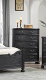 ZNTS 1pc Traditional Vintage Antique Drawer Pull 5-Drawer Chest Black Gray Dark Finish Bedroom Living B011P167896