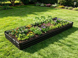 95" x 36" x 12" Black Galvanized Raised Garden Bed Easy Assembly Planter for Growing Flowers, 31370814