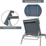Patio Chaise Lounge Set, 3 Pieces Adjustable Backrest Pool Lounge Chairs Steel Textilene Sunbathing W1859109867