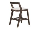 Jasper Indoor Rubberwood Barstool, Dark Brown Finished and Beige Upholstery, Set of 2 N775P336213D