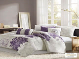 Printed Cotton Sateen Comforter Set Taupe Grey/Purple Twin/Twin XL B03596996
