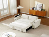 Beige Loveseat Sleeper Sofa with Storage Armrest ,USB Port W588P444893