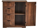 Walnut-colored bathroom tall cabinet MDF with melamine finish 22.04*11.81*32.28in 4 drawers, 1 57421741