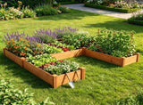 Solid Fir Wood Raised Garden Bed, 5-in-1 Combined Planting Planter Box with Dovetail Joints, 74039350
