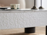 Oval Coffee Table with Faux Marble Tabletop, Mid Century Modern Coffee Table with Hidden Drawer and W3040P382324