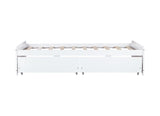 Twin Size Bed with 2 Drawers, Solid Rubber Wood Bed,White W504P313037