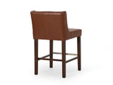 30.5 Inch Seat Height Bar Stool, Light Brown PU Upholstery with Back & Metal Footrest, Counter Stool N780P366612G