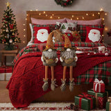 2PCS Set Christmas Gnome Decorations 10.2"x8.7"x24.5" Fabric Sitting Brown Gnomes with Maple Leaves 34798726