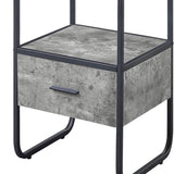 Concrete Grey and Black 2-shelf Side Pier with 1 Drawer B062P186549