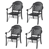 Cast Aluminum Patio Dining Chair 4PCS With Black Frame and Cushions In Random Colors W1710P166054
