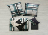 9 PCS Full Plaid Comforter Set with Bed Sheets Teal/Black B035P319866