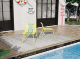 Summer - 4-Pack Modern Striped Color Block Chairs Indoor/Outdoor PP Plastic Seat & Sturdy Metal W3450P447384