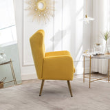 Sovarol Velvet Button-Tufted Wing Back Accent Chair, Yellow T2574P164253