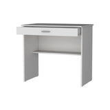 White Storage Desk with Drawer and Shelf B062P175188