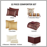 12 Piece Comforter Set with Cotton Bed Sheets Red King B035128827