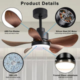 28 lnch Ceiling Fan with Lights Remote Control,Small Ceiling Fan Flush Mount, 5 Reversible Blades, W2352P204385