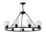 34.25'' Modern 9-Light Black Wagon Wheel Chandelier With Light For Living Dining W5008P468519
