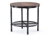 Round 2-Tier Side Table, 19.7" x 19.7" x 24", Melamine MDF & Metal Frame, 45187043