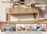 Geometric Carved Console with 3 Soft-Close Drawers, Fluted Leg Details, Entryway Sofa N759P433572T