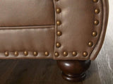 Leinster Faux Leather 3-Piece Sofa Set with Antique Bronze Nailheads T2574P196933