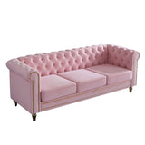 Chesterfield Velvet Sofa 84.65 inch for Living Room PINK Color W579104834