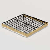 Oak King Floating Bed Frame with LED Lights, Wave Curve Wood Texture Bed with Heavy Duty Metal Slats W1820P333577
