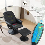 011-Massage Recliner Chair with Ottoman, 360&deg Swivel PU Leather Reclining Chair with Wrapped Base, 5 W2636P262429