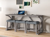 Bar Table Set with Power Outlet, Bar Table and Chairs Set, 4 Piece Dining Table Set, Industrial 84493124