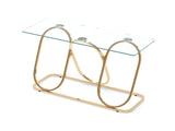 43.3" Modern Tempered Glass Console Table with Ring-Shaped Frames, Metal Frame and Clear Tempered W757P509978