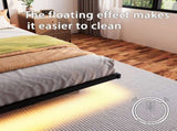 Queen Size Floating Bed Frame with Headboard and Storage, Full Size Platform Bed Frame with USB W840P383354