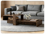 2-Tier Modern Geometric Coffee Table Engineered Wood Low Center Table with Storage Shelf, Waterproof 39393692