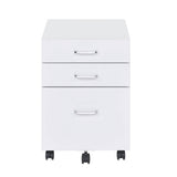 ZNTS White and Chrome 3-Drawer Rectangular File Cabinet B062P184520