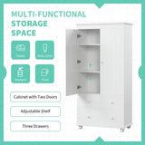 ZNTS Tall Storage Cabinet with Three Drawers for Bathroom/Office, White N725P183256K