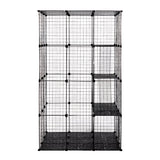 ZNTS 3-Tier Wire Cat Cage, Large Kennels Playpen with 3 Platforms, 3 Ramp Ladders and 4 Doors, Black W2181P155328