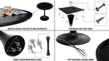 31.5" Black Round Dining Table, Tulip Table Kitchen Dining Table 2-4 People with MDF Table Top & W2189P303506