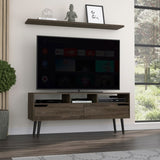 Oslo Tv Stand for TVs up 51", Two Drawers, Four Legs, Three Open Shelves -Dark Walnut B07091975