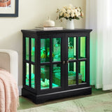 LED Curio Display Cabinet, Antique Display Cabinet with Adjustable Shelves, Retro Design Quality W2275P300146
