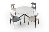 Modern Dining Chairs Set of 2, Curved Backrest Round Upholstered and Metal Frame, Grey W876110768