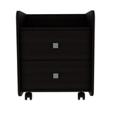 Aura Nightstand , End Table, Side Table Metal Handle, Two Drawers, Superior Top -Black B07091894