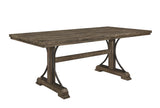 1pc Light Brown Finish Curved Metal Accents Trestle Base Rectangular Dining Table Wood Wooden Metal B011P206741